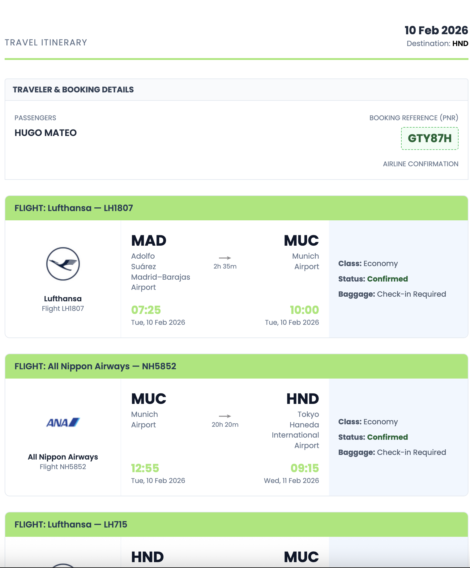 Flightika dummy ticket